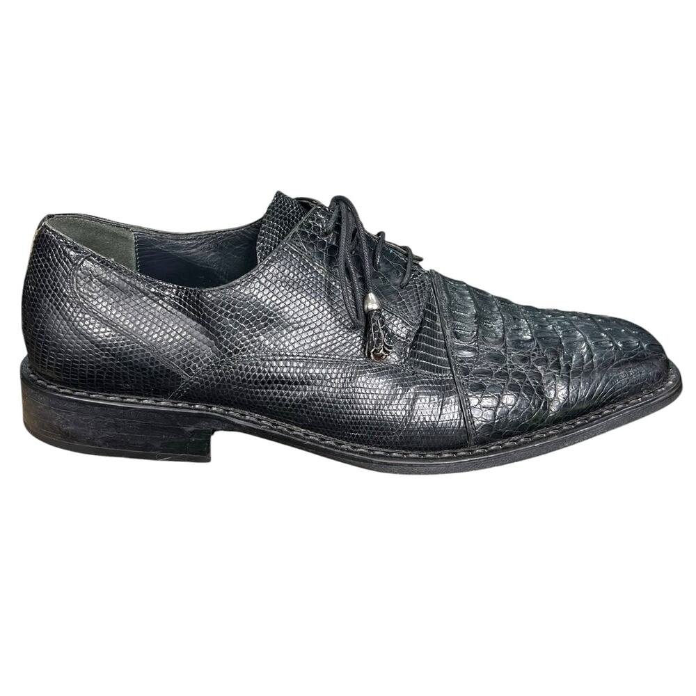 Vintage Slick Exotica Men’s Black Crocodile Leather Lace Up Oxford Size US 10